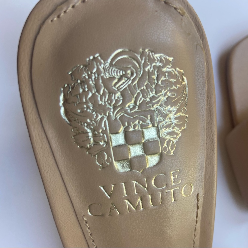 Vince Camuto NEW Endonta Pintucked Braided medium beige square toe heal sandal - Picture 2 of 7